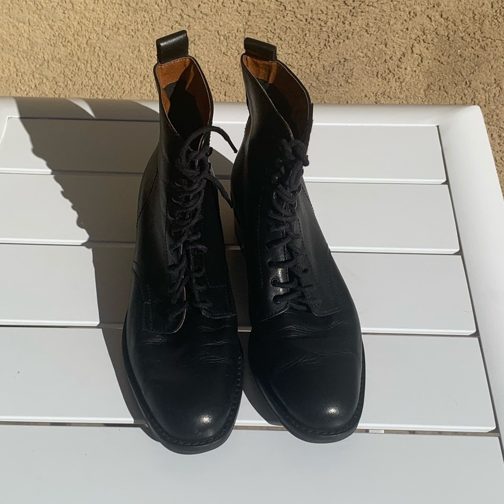 Vintage 1980s Hunt Club lace up paddock black leather boots 7M